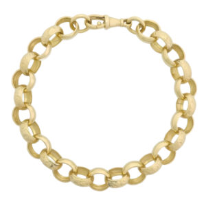 9ct Yellow Gold Patterned Belcher Bracelet 8.5&#8243; 11mm