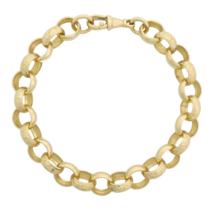 9ct Yellow Gold Patterned Belcher Bracelet 8.5" 11mm