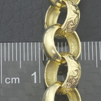 9ct Yellow Gold Patterned Belcher Bracelet 8.5" 11mm - Image 4