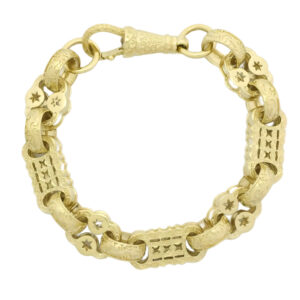 9ct Yellow Gold Stars &#038; Bars Bracelet 9&#8243; 13.5mm