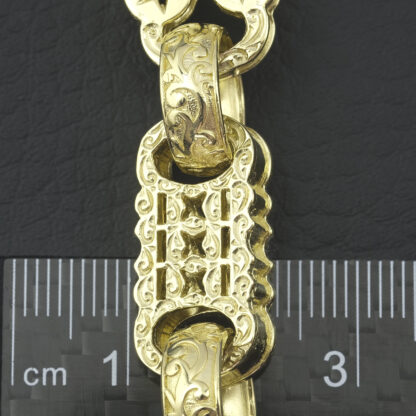 9ct Yellow Gold Stars & Bars Bracelet 9" 13.5mm - Image 2