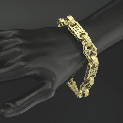 9ct Yellow Gold Stars & Bars Bracelet 9" 13.5mm - Image 3