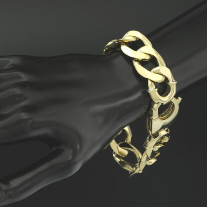 9ct Yellow Gold Curb Bracelet 9" 19mm - Image 2