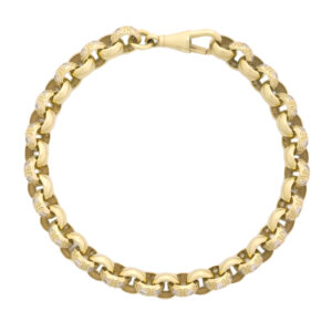 9ct Yellow Gold Gemstone Belcher Bracelet 7.5&#8243; 7.5mm