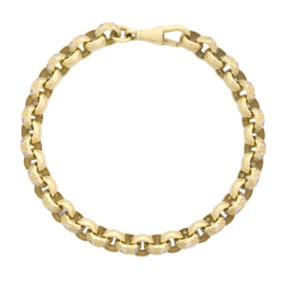 9ct Yellow Gold Gemstone Belcher Bracelet 7.5" 7.5mm