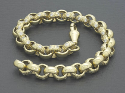 9ct Yellow Gold Gemstone Belcher Bracelet 7.5" 7.5mm - Image 4