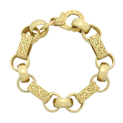 9ct Yellow Gold Gypsy Link Bracelet 8" 13mm