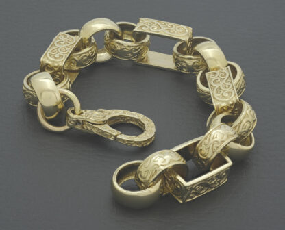 9ct Yellow Gold Gypsy Link Bracelet 8" 13mm - Image 4