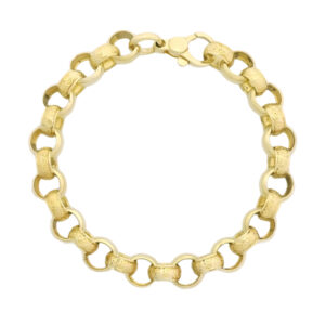 9ct Yellow Gold Patterned Belcher Bracelet 6&#8243; 7.5mm