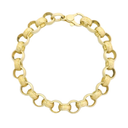 9ct Yellow Gold Patterned Belcher Bracelet 6" 7.5mm