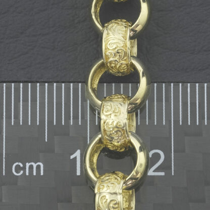 9ct Yellow Gold Patterned Belcher Bracelet 6" 7.5mm - Image 2
