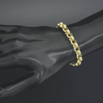 9ct Yellow Gold Patterned Belcher Bracelet 6" 7.5mm - Image 3