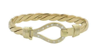 9ct Yellow Gold Gemstone Loop Bangle