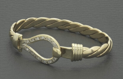 9ct Yellow Gold Gemstone Loop Bangle - Image 2