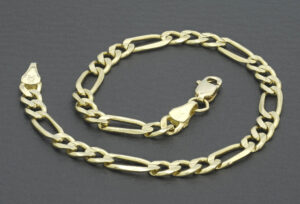 14ct Yellow Gold Figaro Bracelet 8&#8243; 5mm
