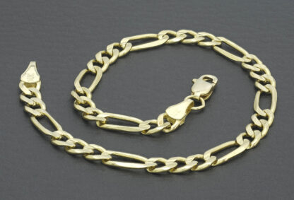 14ct Yellow Gold Figaro Bracelet 8" 5mm - Image 4