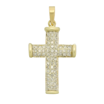 9ct Yellow Gold 1.00ct Diamond Cross Pendant
