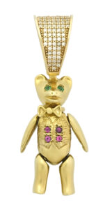 9ct Yellow Gold Gemstone Teddy Bear Pendant