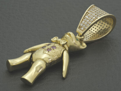 9ct Yellow Gold Gemstone Teddy Bear Pendant - Image 4