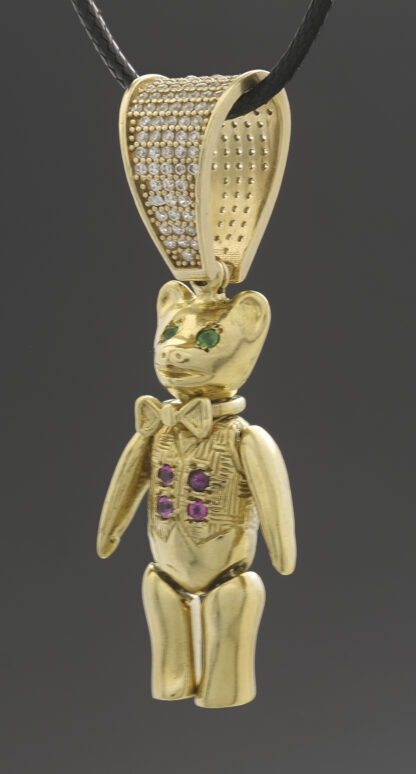 9ct Yellow Gold Gemstone Teddy Bear Pendant - Image 2