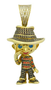 9ct Yellow Gold Gemstone Freddie Krueger Pendant