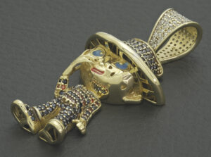 9ct Yellow Gold Gemstone Freddie Krueger Pendant