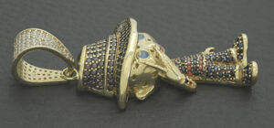 9ct Yellow Gold Gemstone Freddie Krueger Pendant