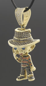 9ct Yellow Gold Gemstone Freddie Krueger Pendant
