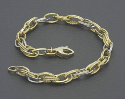 9ct Yellow Gold & White Gold Fancy Link Bracelet 8" 5.5mm - Image 4