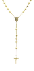 9ct Yellow Gold Rosary Beads Chain And A Crucifix Pendant 24&#8243; 6mm
