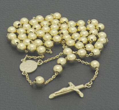 9ct Yellow Gold Rosary Beads Chain And A Crucifix Pendant 24" 6mm - Image 2