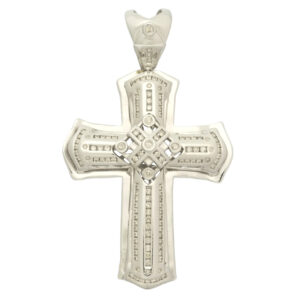14ct White Gold 1.00ct Diamond Cross Pendant