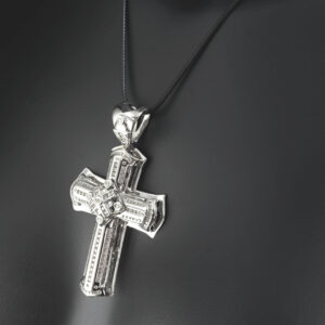 14ct White Gold 1.00ct Diamond Cross Pendant