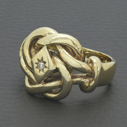 9ct Yellow Gold Single Stone Knot Ring - Image 3