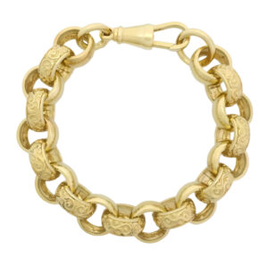 9ct Yellow Patterned Belcher Bracelet 8.5&#8243; 15mm