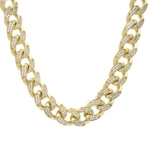 9ct Yellow Gold Gemstone Curb Chain 18&#8243; 12.5mm