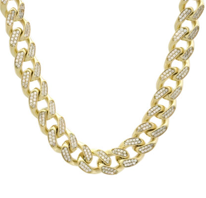 9ct Yellow Gold Gemstone Curb Chain 18" 12.5mm