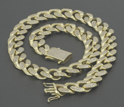 9ct Yellow Gold Gemstone Curb Chain 18" 12.5mm - Image 5