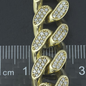 9ct Yellow Gold Gemstone Cuban Chain 18″ 12.5mm