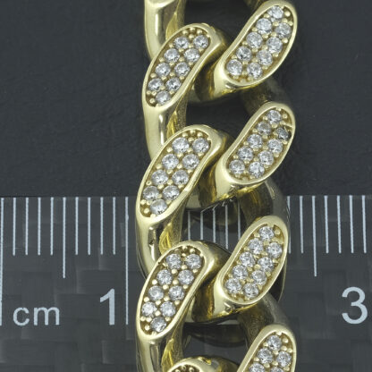 9ct Yellow Gold Gemstone Curb Chain 18" 12.5mm - Image 2