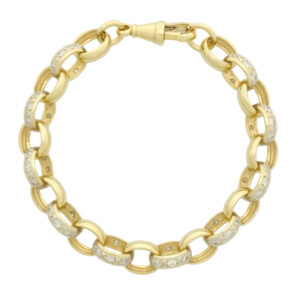 9ct Yellow Gold Gemstone Belcher Bracelet 8&#8221; 10.5mm