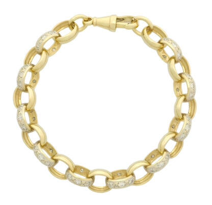 9ct Yellow Gold Gemstone Belcher Bracelet 8'' 10.5mm