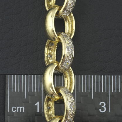 9ct Yellow Gold Gemstone Belcher Bracelet 8'' 10.5mm - Image 2