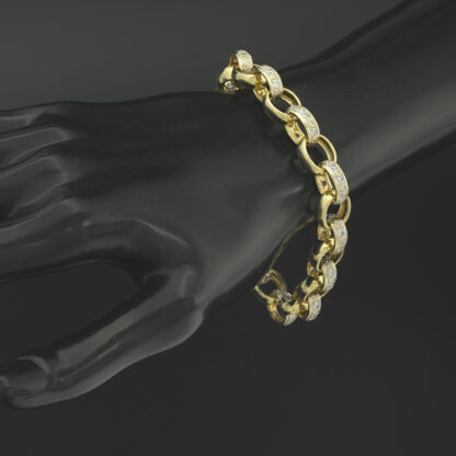9ct Yellow Gold Gemstone Belcher Bracelet 8'' 10.5mm - Image 3