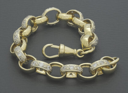 9ct Yellow Gold Gemstone Belcher Bracelet 8'' 10.5mm - Image 4