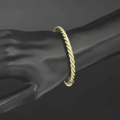 9ct Yellow Gold Rope Torque Bangle - Image 4