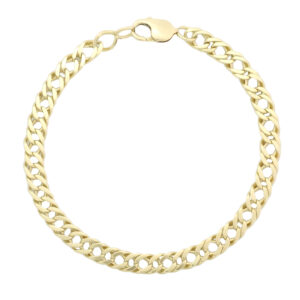 9ct Yellow Gold Double Curb Bracelet 10&#8221; 7.5mm