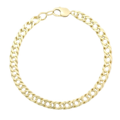9ct Yellow Gold Double Curb Bracelet 10'' 7.5mm
