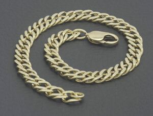 9ct Yellow Gold Double Curb Bracelet 10” 7.5mm