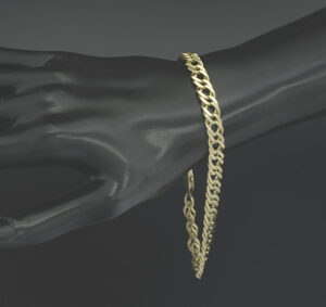 9ct Yellow Gold Double Curb Bracelet 10” 7.5mm